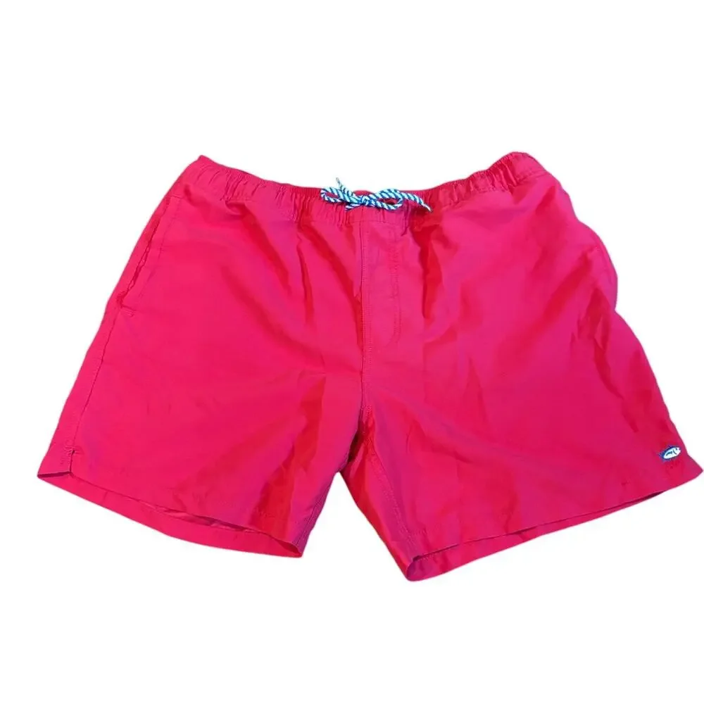 Southern Tide Swim‎ Trunks Mens Large The Skip Jack Lined Red Coral Drawstring